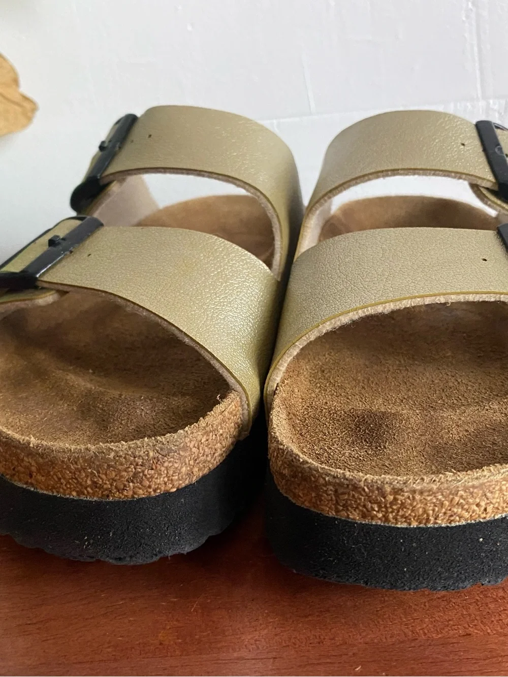 Pre-owned Papillio Arizona Platform Sandal Metallic Gold Sz 38/7 Women’s